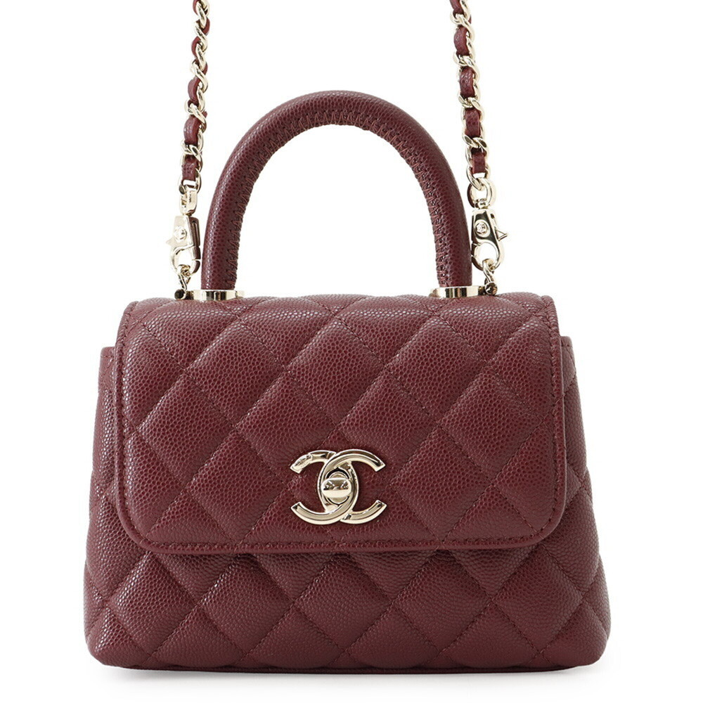 Chanel Matelassé Mini Handbag with Coco Handle, Caviar Skin, AP4244, 2-way Ch...